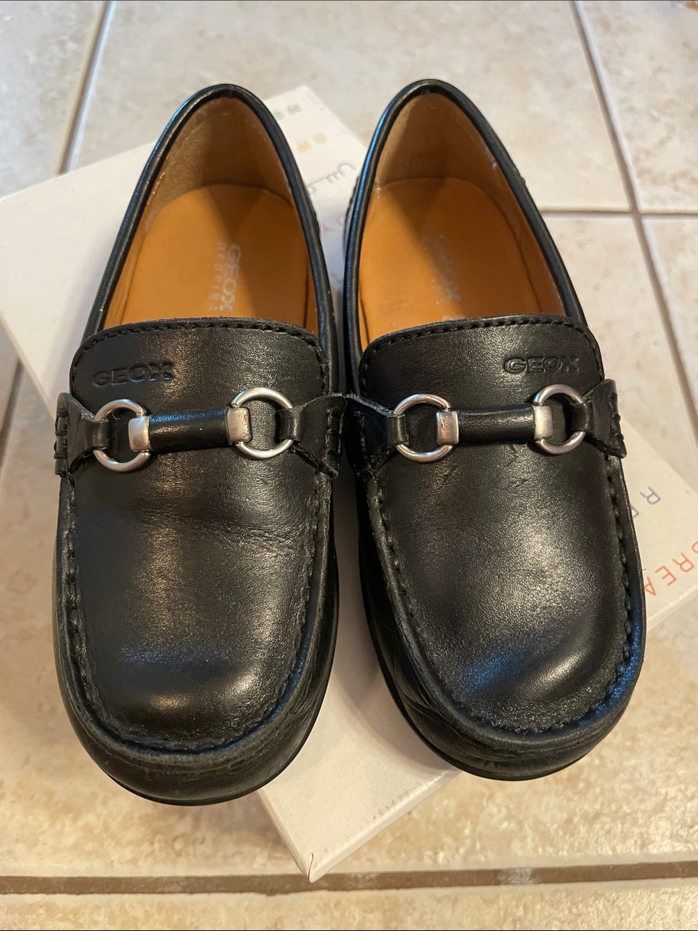 Geox Black Leather Toddler Boys’ Dress Loafers